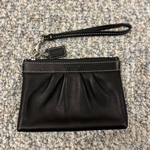 Coach black leather wristlet
